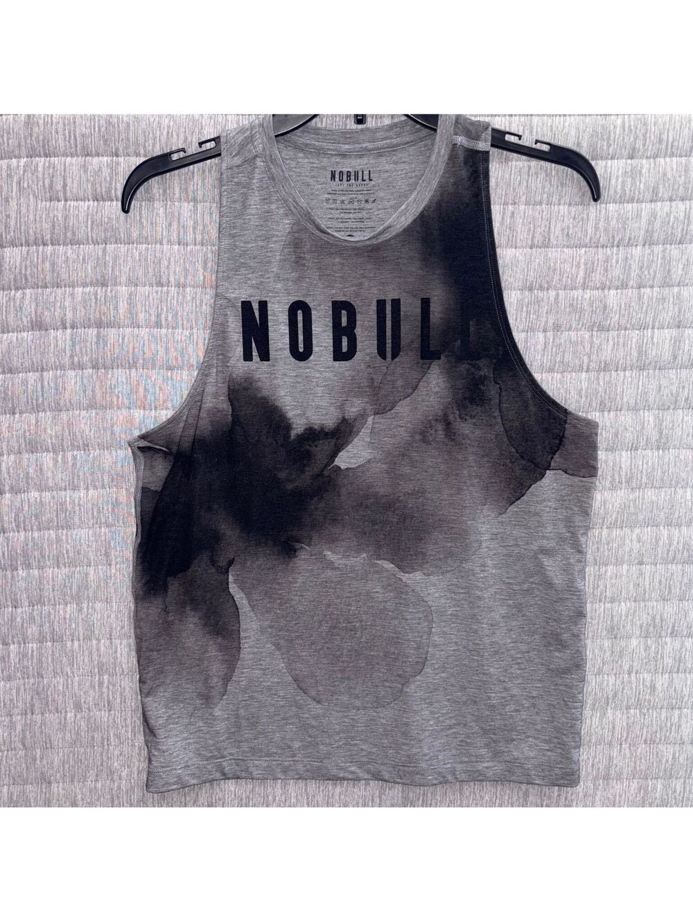 NOBULL Performance Tank Top Women's Medium Gray Black Watercolor Crossfit Gym